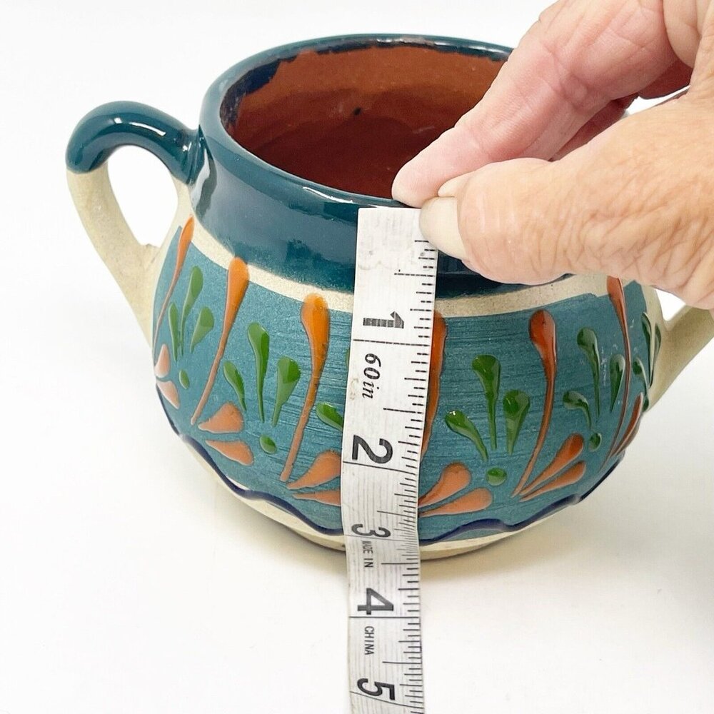 Talavera Signed Vergeas Hand Painted Art Pottery Covered Sugar Bowl Mexico - Picture 6 of 6